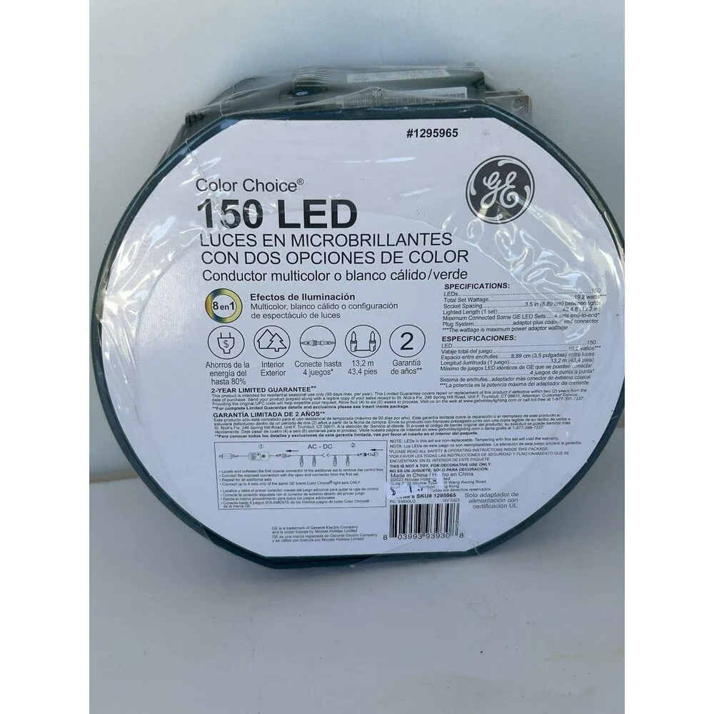 GE Color Choice 150 LED Dual Color Christmas Lights Multi Warm White 43.4 Ft NIP